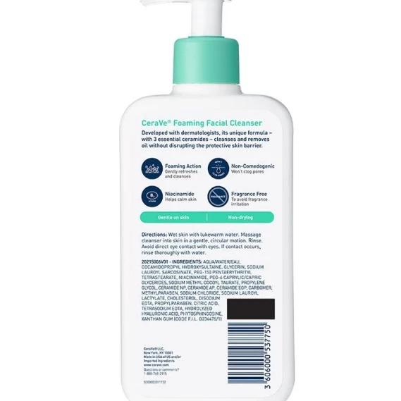 Cerave Foaming Facial Cleanser FOR NORMAL TO OILY SKIN OIL CONTROL