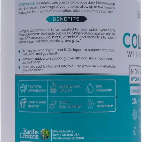 Earth's Creation Collagen with Probiotics, Unflavored 275 g