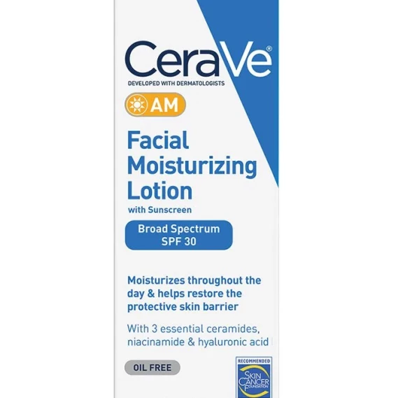 Cerave AM Facial Moisturizing Lotion with Sunscreen Non-comedogenic moisturizer with SPF