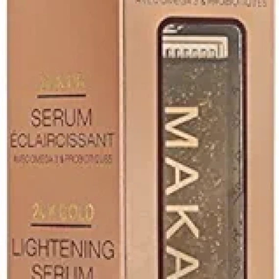 Makari 24K Gold Lightening Serum Anti-Aging Face & Neck Gel w/Real Gold Particles, Omega 3 & Active Probiotics for Wrinkles, Dark Spots & Blemishes