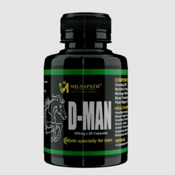 MILNAPATH INTERNATIONAL D-MAN 500mg X 60 Capsules, Made specially for men