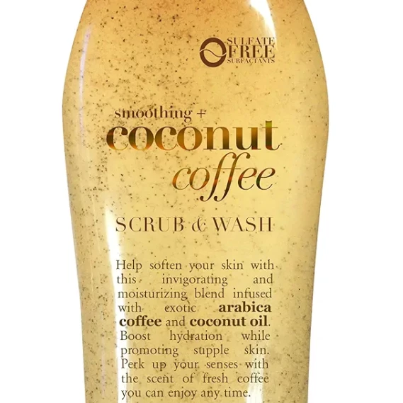 OGX Coffee Scrub and Wash, Coconut 19.5 Fl Oz