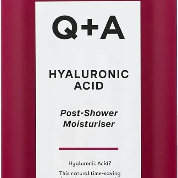 Q+A Hyaluronic Acid Post-Shower Moisturiser, blend of nourishing Avocado and Hazelnut Oils, plus Hyaluronic