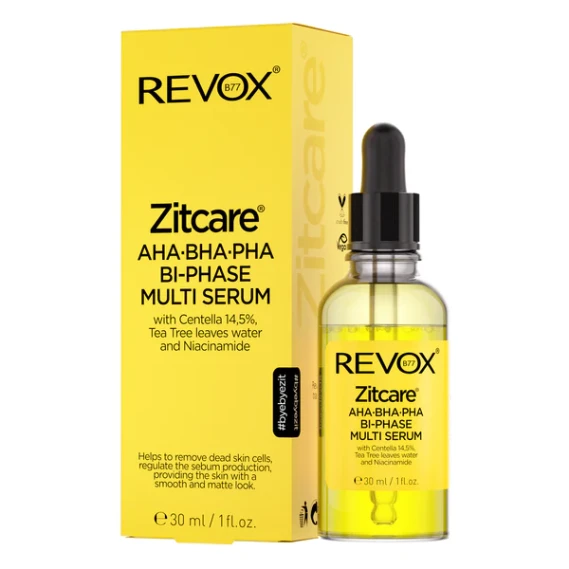 REVOX  Zitcare  AHA-BHA-PHA BI-PHASE MULTI SERUM  with Centella 14,5%, Tea Tree leaves water and Niacinamide  e30ml/1fl oz