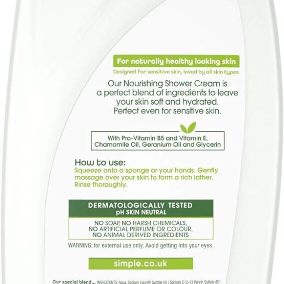 Simple Kind to Skin Nourishing Shower Cream 500ml