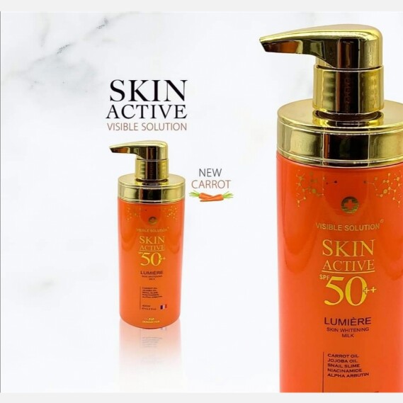 SKIN ACTIVE 50+ SPF  LUMIÈRE SKIN WHITENING MILK  CARROT OIL JOJOBA OIL  SNAIL SLIME  NIACINAMIDE ALPHA ARBUTIN 400ML
