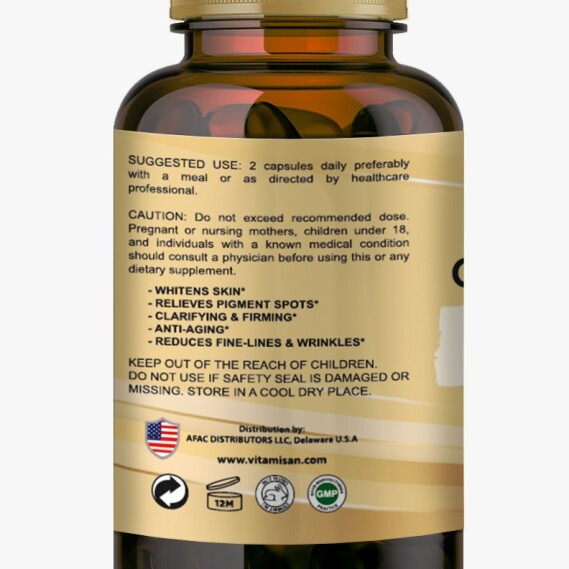 Vitamisan Ultra Whitening Skin Glutathione Liposomal, 1000 mg, 90 Caps,