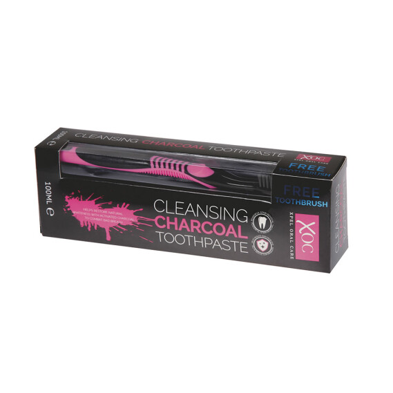 XOC Charcoal Toothpaste 100ml with free toothbrush